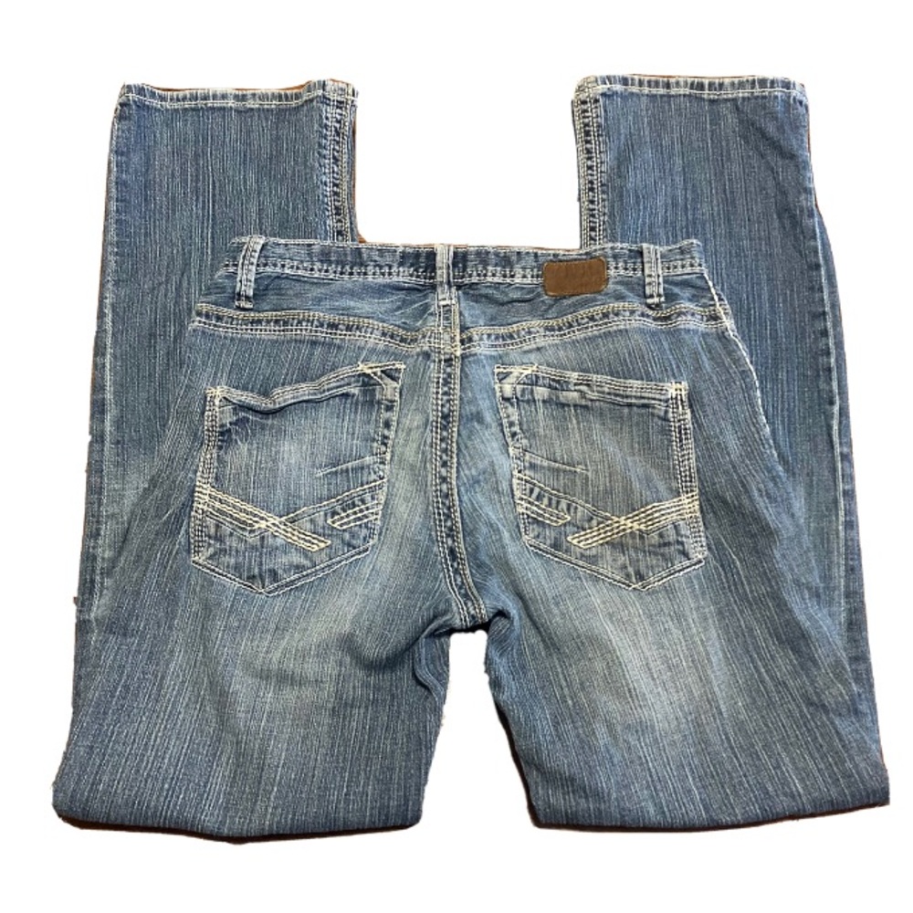 BKE Men’s Derek Straight Jeans 32L 32x33 Thick Stitch Denim